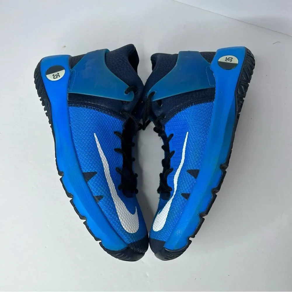 Nike Blue and White Sneakers High-Top Design 4.5Y